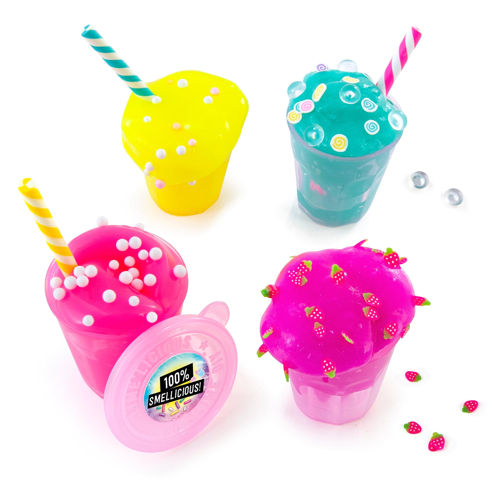 Canal Toys So Slime DIY Slimelicious Slime Station with colorful slime, decorations, shakers, and mixing tools for making scented slimes.