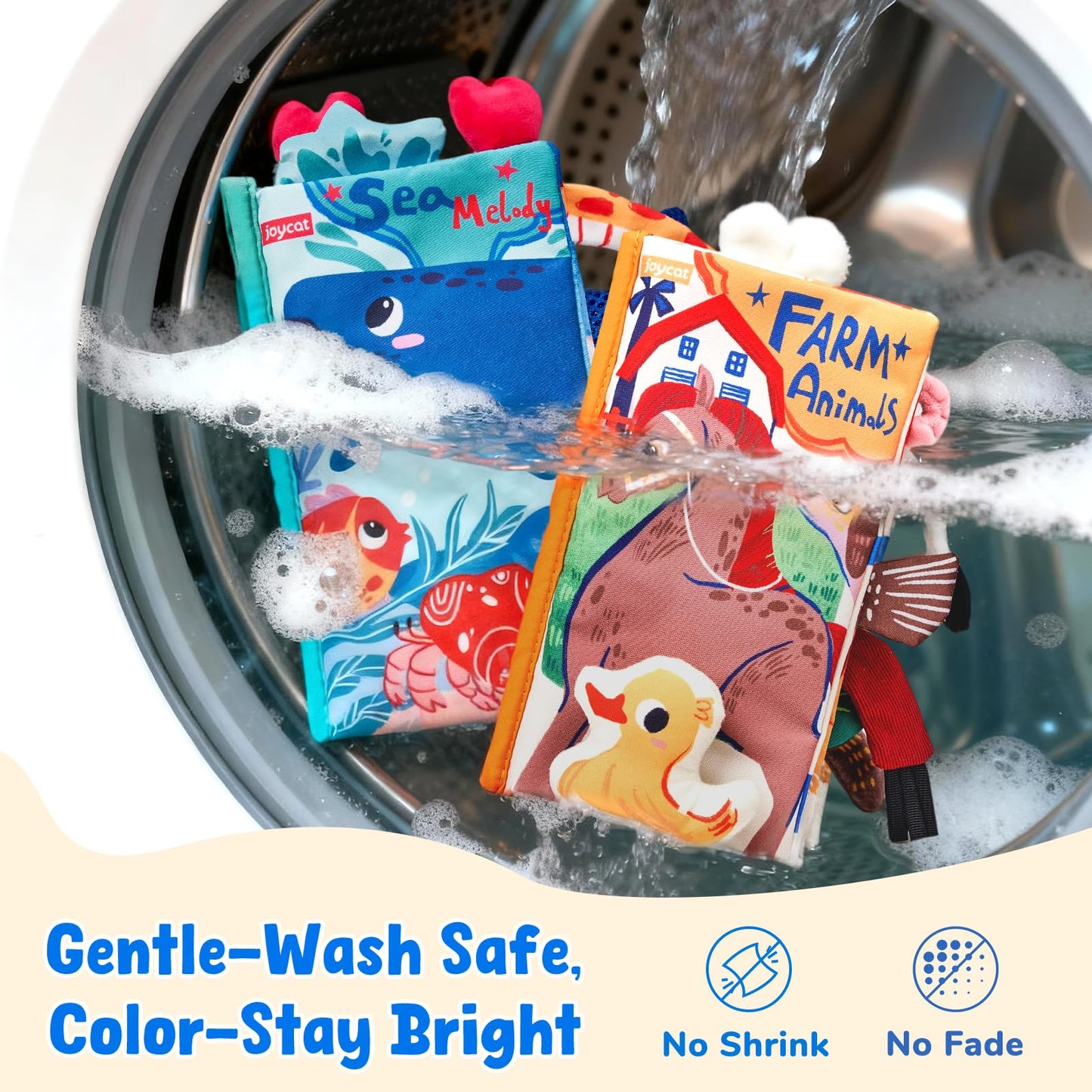 JoyCat baby cloth books with crinkle textures, sensory toys for infants 0-6 months, perfect for tummy time and newborn gifts
