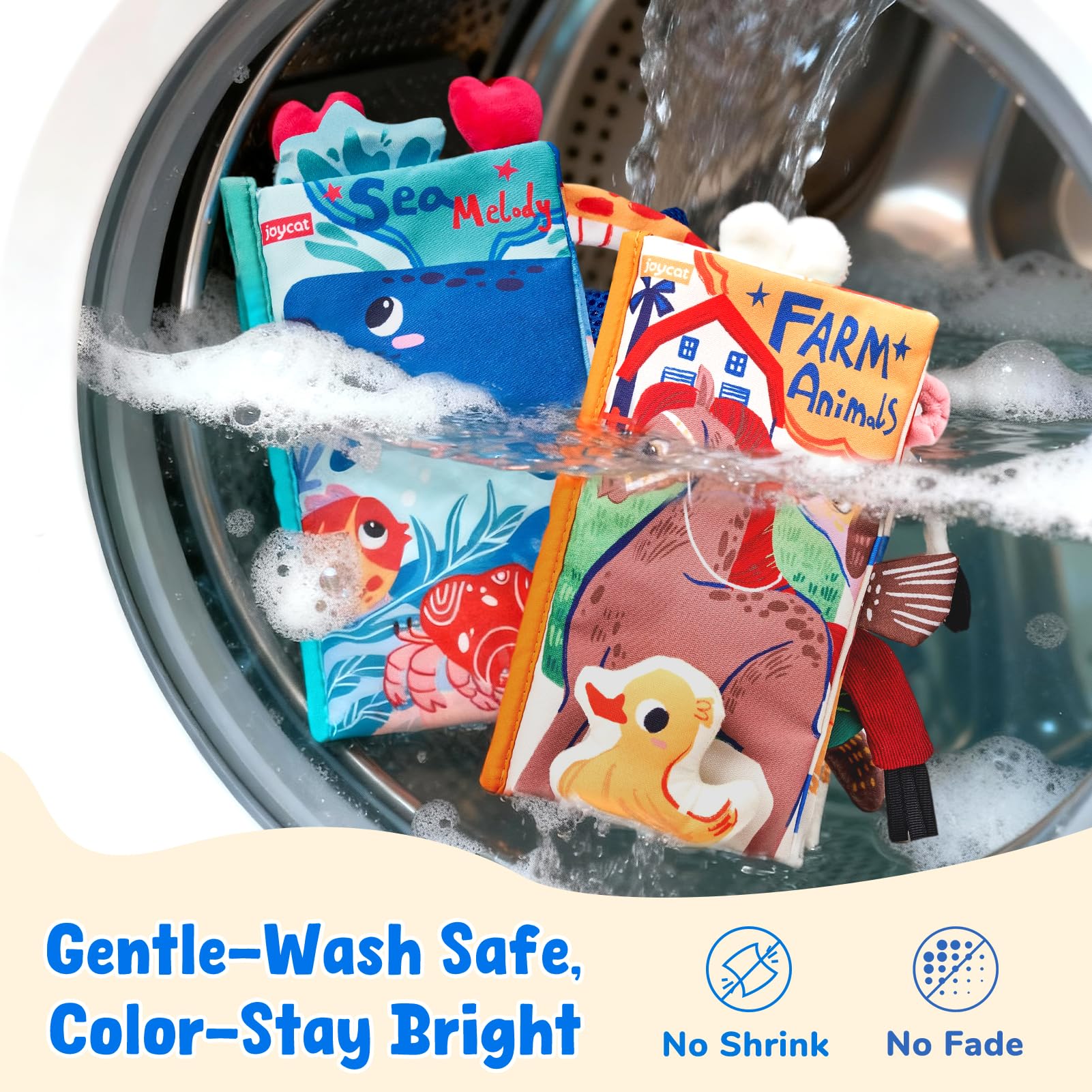 JoyCat baby cloth books with crinkle textures, sensory toys for infants 0-6 months, perfect for tummy time and newborn gifts