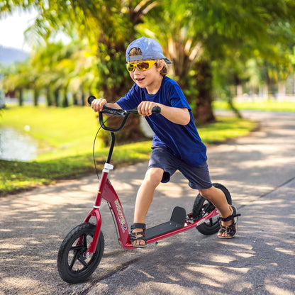 HOMCOM Kids Scooter, Toddler Kick Scooter with Adjustable Handlebar, 12" EVA Tyres, Rear Brake, for Age 5-12 Years, Red