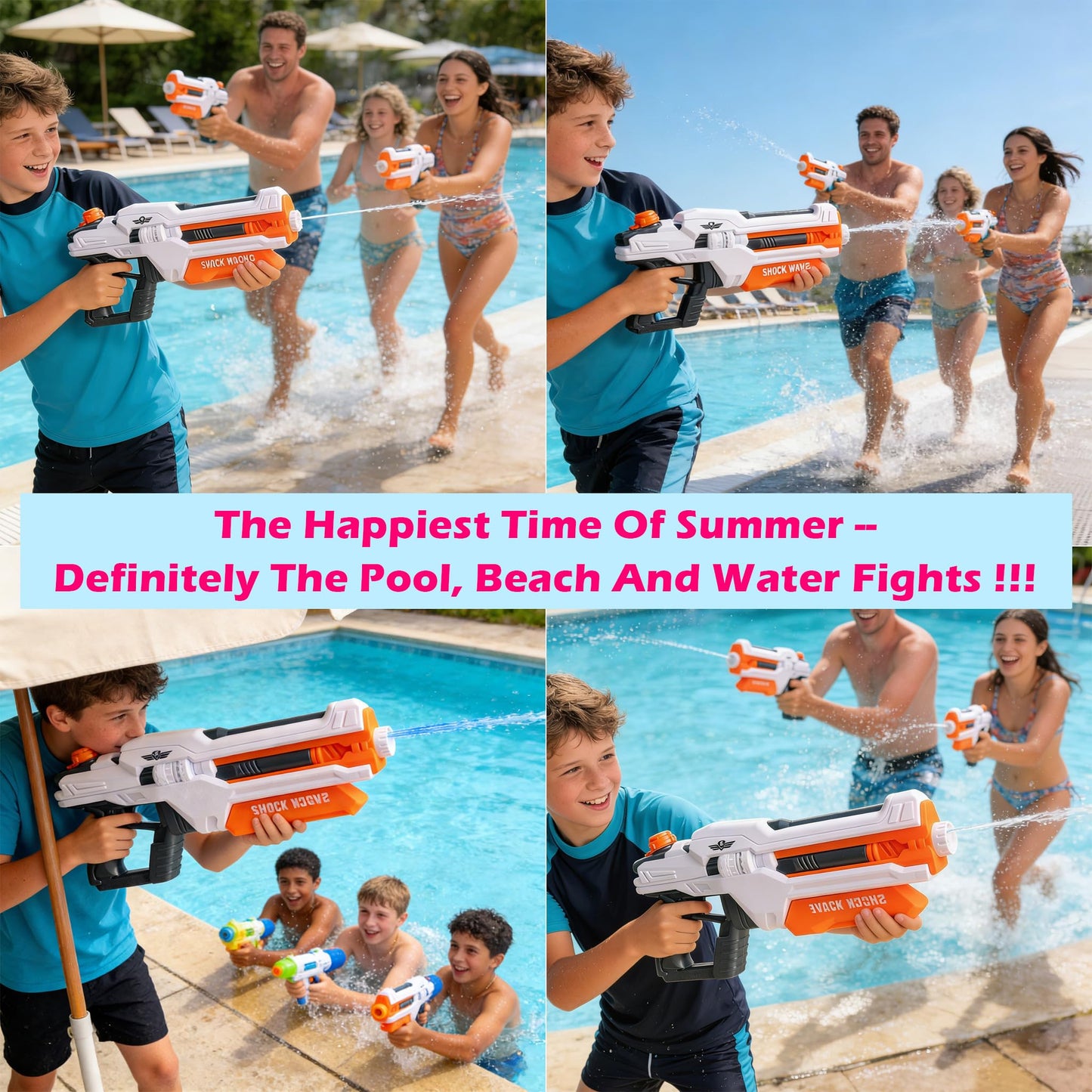 YIYAYOO big water gun for kids and adults, powerful water pistol with 30-40ft range, large 1300cc capacity, ideal for outdoor summer fun