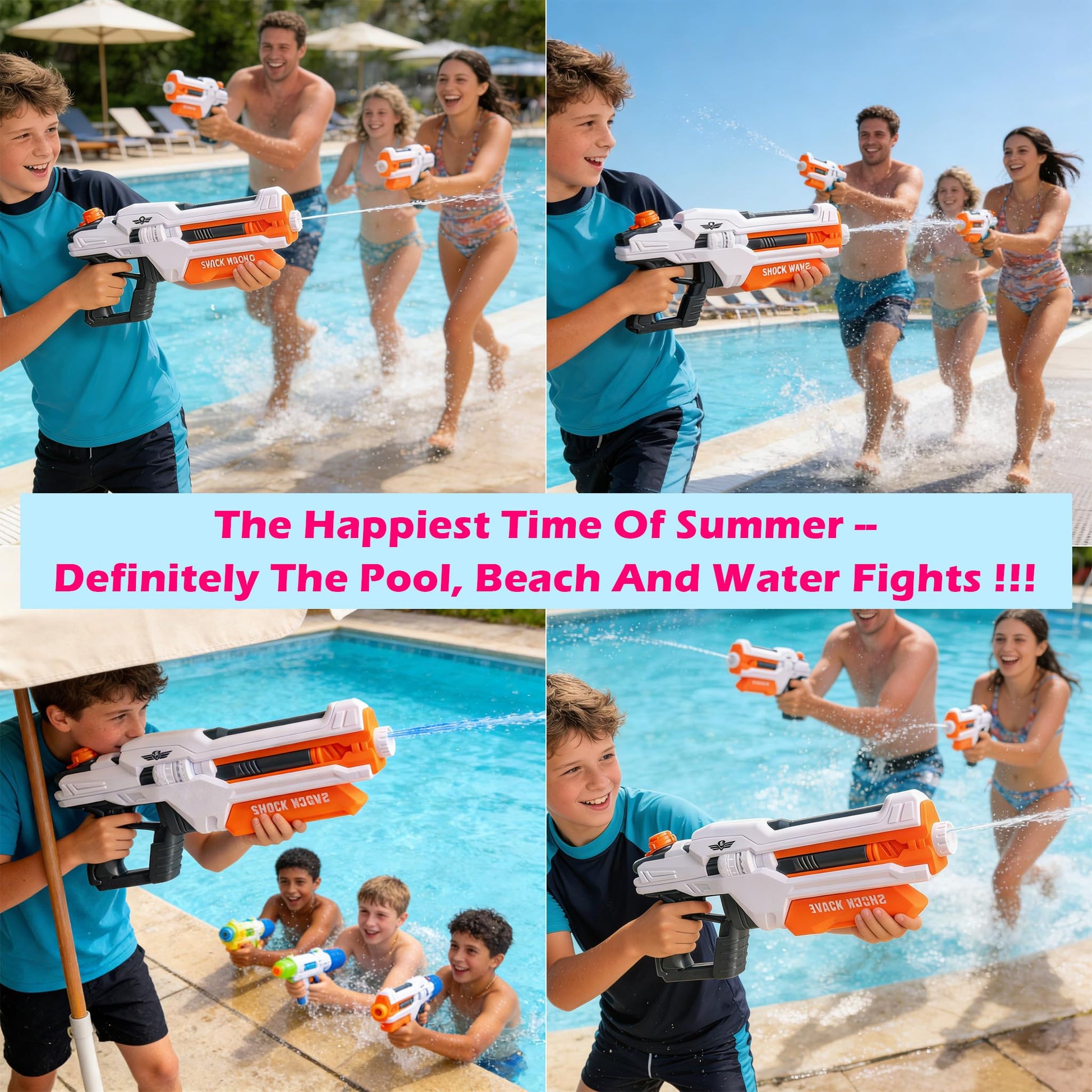YIYAYOO big water gun for kids and adults, powerful water pistol with 30-40ft range, large 1300cc capacity, ideal for outdoor summer fun