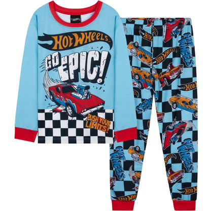 Get Trend Hot Wheels Pyjamas Set for Kids 2-7 Years, Long PJs for Toddlers, Winter Loungewear Nightwear, Gamer Gifts for Boys (3-4 Years, Blue Hot Wheels)