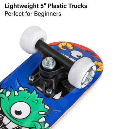 Xootz Mini Skateboard, 17 Inch Skateboard for Kids, Teens and Beginners, Solid Deck, PVC Wheels, for Learning Tricks