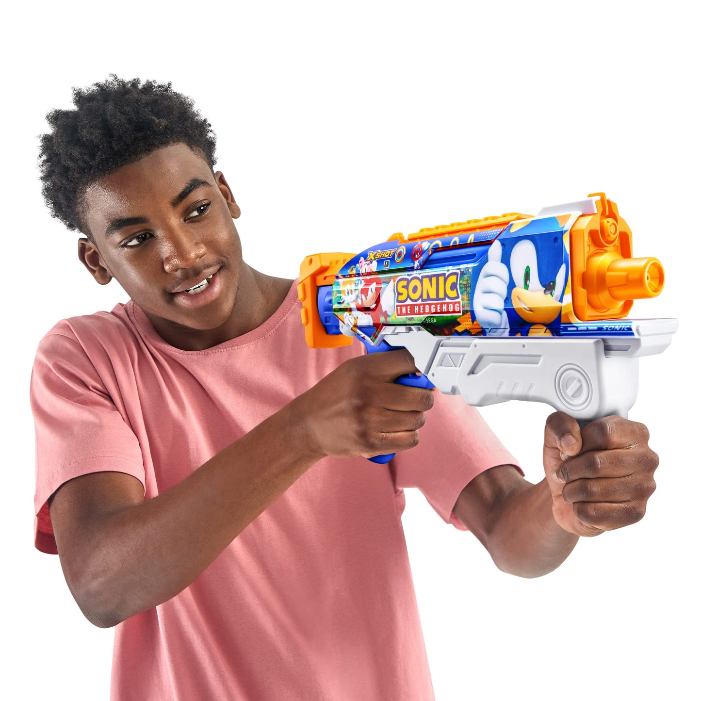 XSHOT Water Fast-Fill Skins Sonic The Hedgehog Hyperload Water Blaster, Summer Outdoor Pool Toy by ZURU
