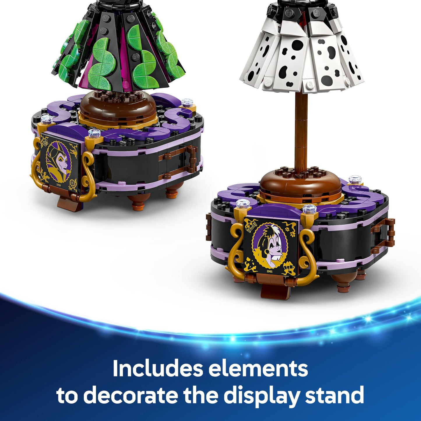 LEGO Disney Maleficent's and Cruella De Vil's Dresses - Building Toy for 9+ Year Old Girls & Boys - incl. a Customisable Display Stand, 2 Mini-Dolls & 2 Animal Figures - Birthday Gift for Fans - 43262