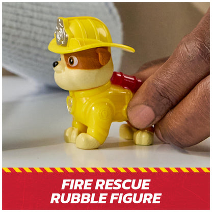 Paw Patrol Fire Rescue: Rubble Rescue Fire Dump Truck with Action Figure, Projectiles, and Toy Truck, Kids Toys for Boys and Girls Ages 3 and Up