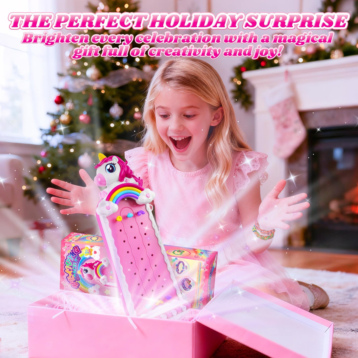 Unicorn Friendship Bracelet Making Kit for Girls Gifts Toys, Arts and Crafts Kit for Kids Age 5-12, Fun Pre-Cut Threads & Built-In Clip Weaving Styles, Xmas Birthday Girls Gift Ages 5 6 7 8 9 10 11 12