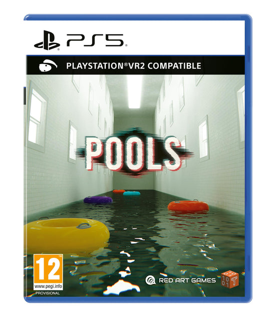 Red Art Games Pools for PlayStation 5 game cover art, featuring vibrant colors and artistic design on the game box.