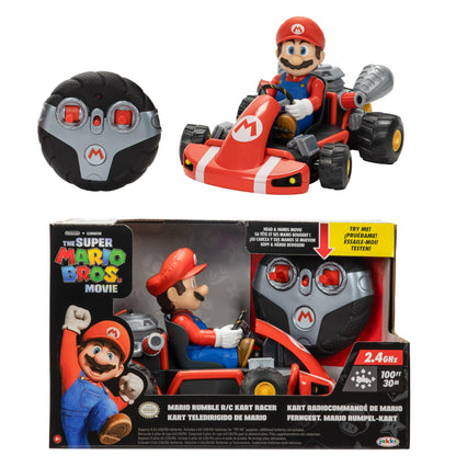THE SUPER MARIO BROS. MOVIE Nintendo Mario R/C Car With Tail Pipes Light and Rumble Features, Inspired By The Super Mario Movie. The For Kids Aged 3+