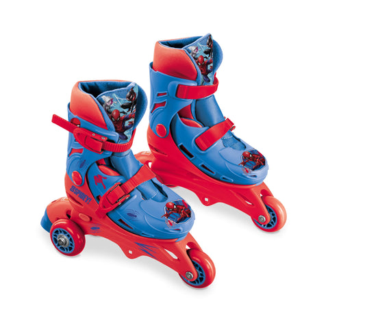 Mondo Marvel Spider-Man 3-in-line skates for kids with adjustable size, PVC wheels, multi-colored design for boys and girls.