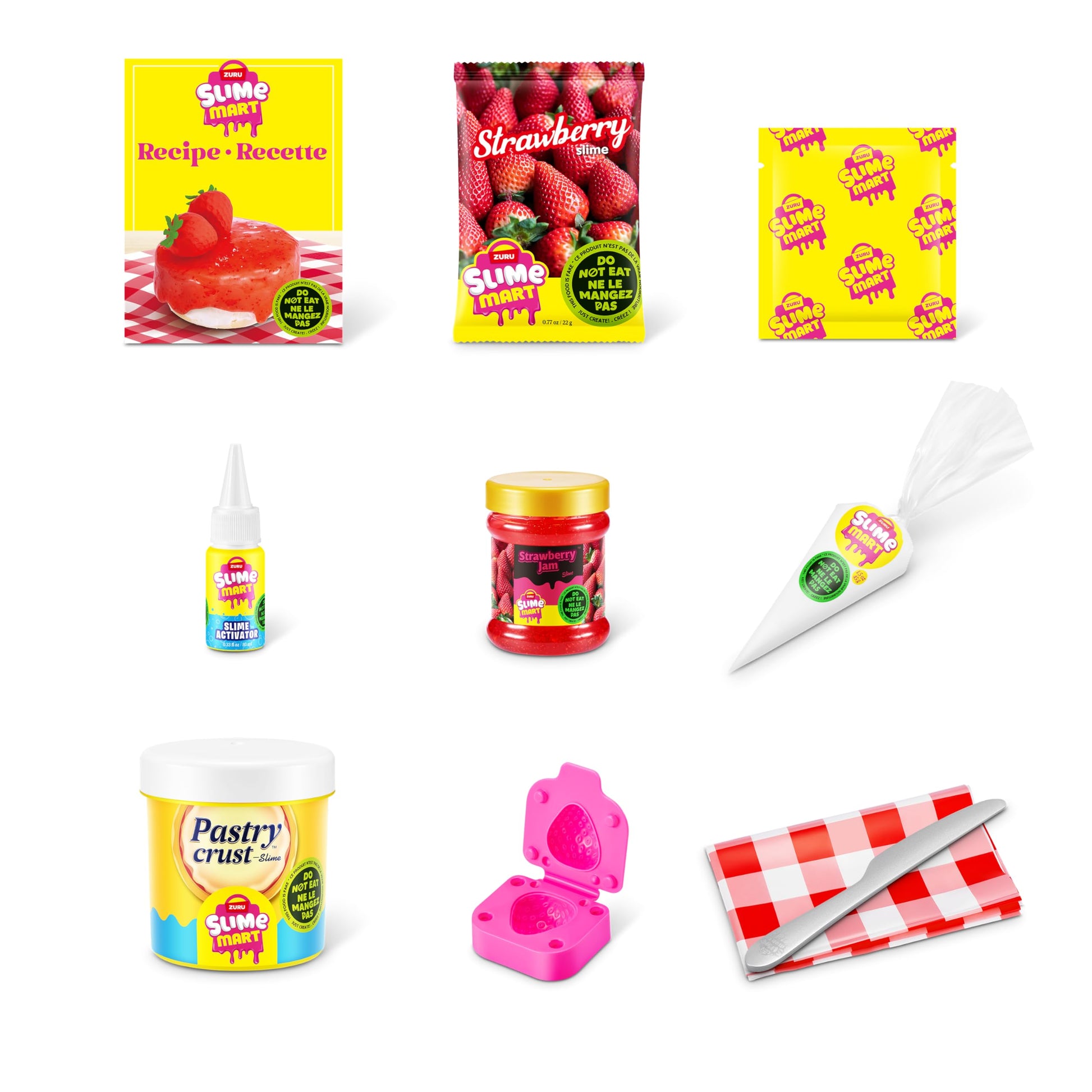 Slime Mart small slime bag with strawberry cheesecake scent, soft slime, and arts and crafts kit for kids ages 6 to 10.