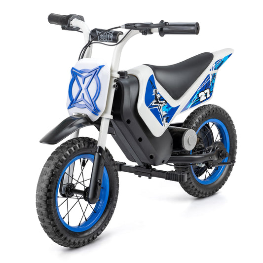 Xootz Cobolt Kids Electric Motorbike, 150W Motor 8/16 km/h Speed Modes, 14.4V Lithium Battery, Handbrake, Padded Seat and Mudguard, Motorcycle Gift For Kids Age 6+