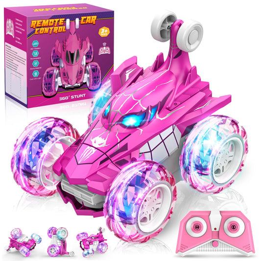 Dreamlandia Toys for 3-12 Year Old Girls Gifts, Remote Control Cars Girls Toys age 3-8 Birthday Presents Christ Mas Gifts for Kids Outdoor Garden Games, Unicorn RC Stunt Car with LED Light