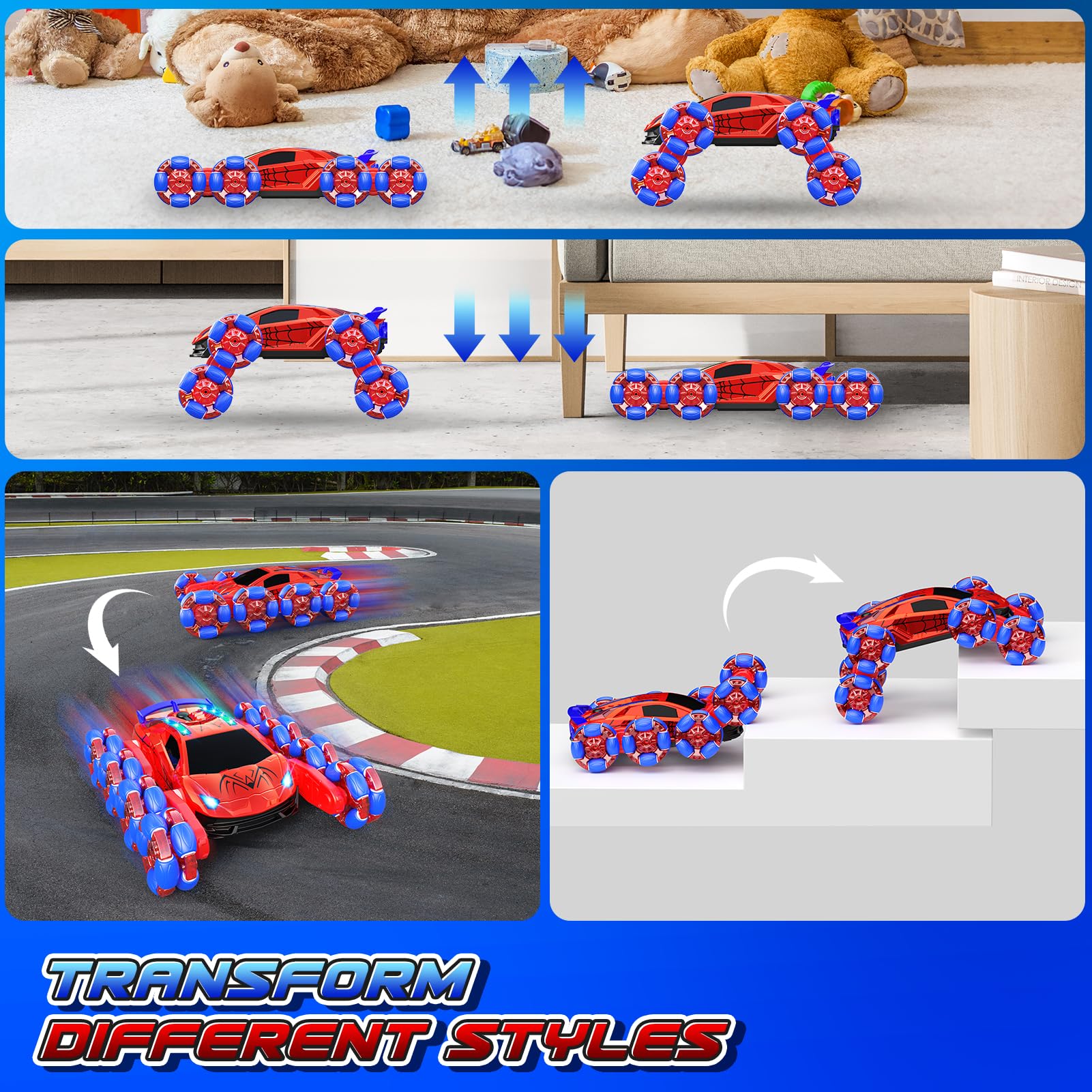 Dreamlandia 8WD monster truck RC car with lights, sounds, and spray, designed for kids ages 3-12 for outdoor garden play.