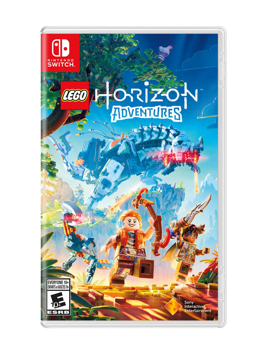 LEGO Horizon Adventures Nintendo Switch game case with artwork, featuring characters from the Horizon series by Sony Interactive Entertainment.