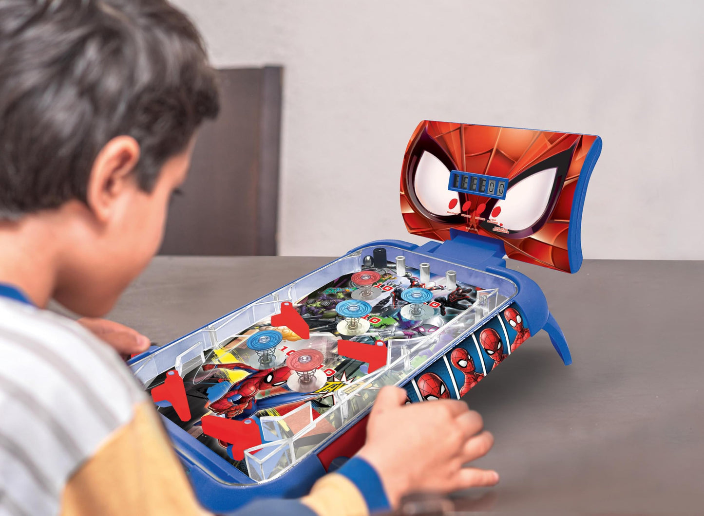 Lexibook, Spider-Man, Electronic table pinball, action and reflex game for children and familiy, LCD screen, light and sound effects, blue / red, JG610SPLXB