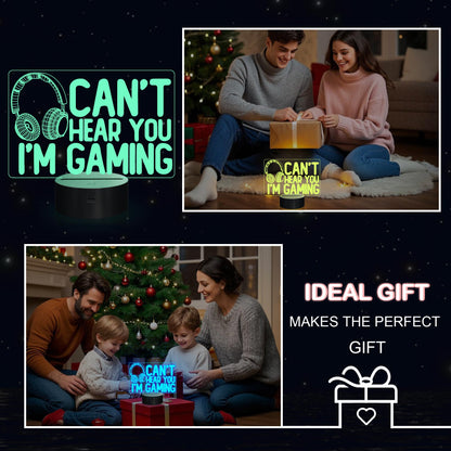 YuanDian gaming night light with headset graphic, 16 color options, 3D illusion lamp, touch and remote control, perfect for gamers