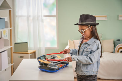 VTech Kidi DJ Drums, Light-up Electronic Drum Kit for Kids, with 4 Drums, 2 Cymbals, Drum Sticks, Bluetooth, Coach Mode and More, Music Toy for Ages 5, 6, 7Plus Years, English Version