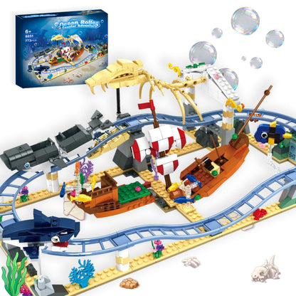 Ocean Roller Coaster Building Blocks Set (773 Pieces) - Friends Aquarium Toy with Sharks, Whales & Clownfish - Creative STEM Building Kit - Educational Gift for Kids Ages 6+