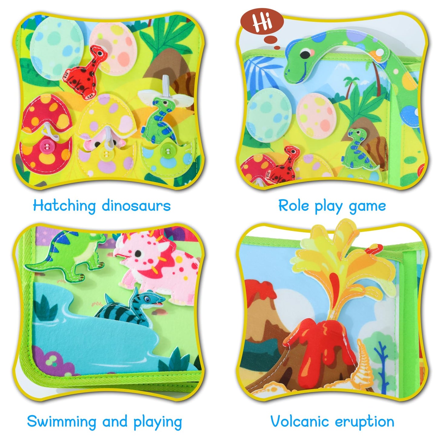 LZDMY Baby Busy Book Dinosaur Toys for 1 2 3 Year Olds, Toddlers Montessori Busy Board Travel Toys, Baby Sensory Activity Books Educational Toy, Boys Girls Birthday Gift