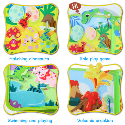 LZDMY Baby Busy Book Dinosaur Toys for 1 2 3 Year Olds, Toddlers Montessori Busy Board Travel Toys, Baby Sensory Activity Books Educational Toy, Boys Girls Birthday Gift