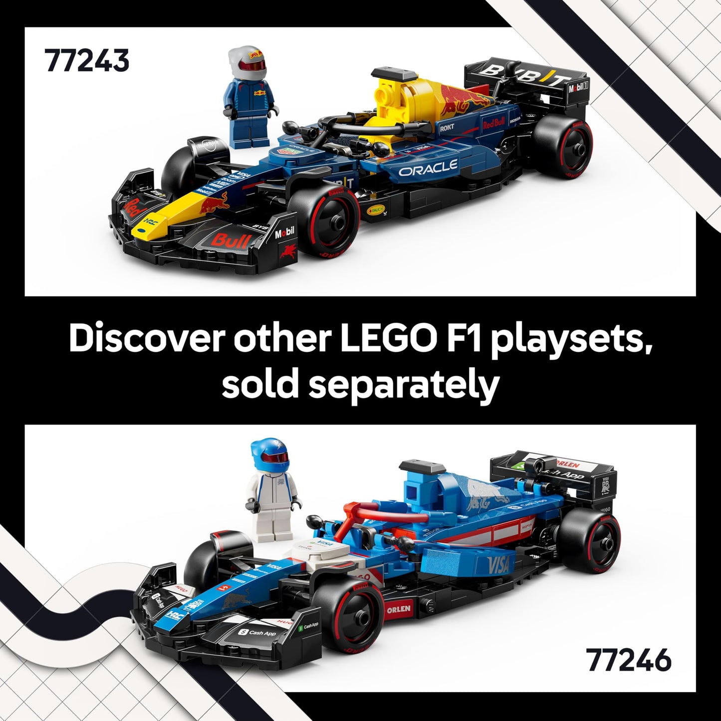 LEGO Speed Champions Oracle Red Bull Racing RB20 F1 Race Car Model with a Collectible Formula 1 Driver Minifigure - Display Set for Adult Motorsport & Racing Fans 77243