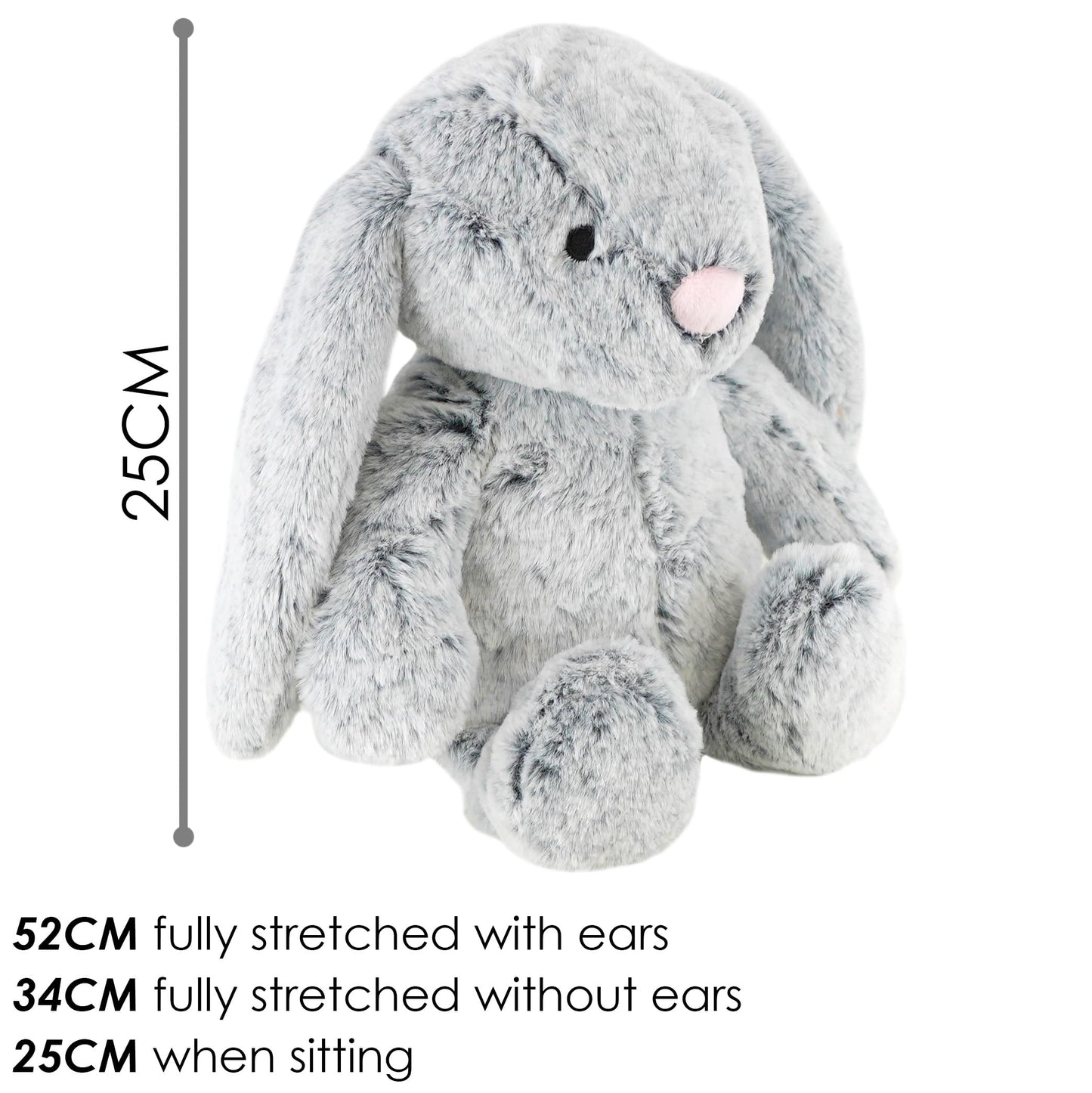 The Magic Toy Shop Grey Plush Rabbit Bunny Teddy 25cm - Super Soft Cuddly Toy - Seated Stuffed Animal, Suitable from Birth - Great Gift for Kids & Adults for All Occasions