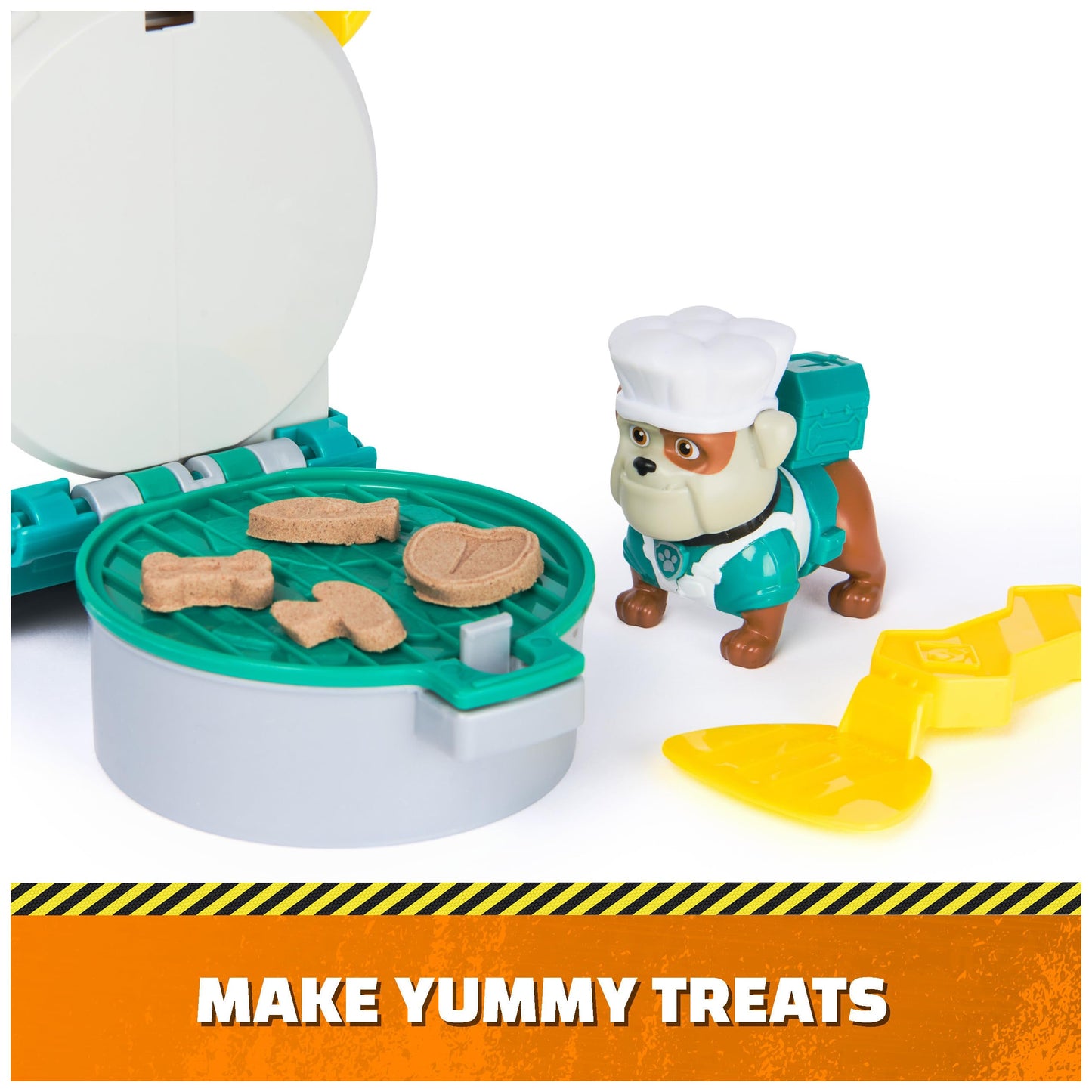 Rubble and Crew, Growlin’ Grub Food Truck Playset, Action Figure, Play Kitchen Accessories and Kinetic Build-It Play Sand, Kids’ Toys for Boys and Girls 3+