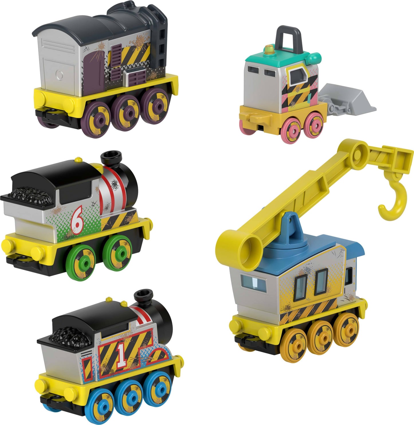 Thomas & Friends Diecast Vehicle Set Construction Crew 5 Push-Along Toy Train Engines for Preschool Kids Ages 3+ Years, JBW26