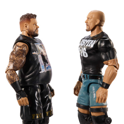 Mattel WWE Main Event Championship Showdown 2-Pack Action Figures & Accessory, Series #20 “Stone Cold” Steve Austin vs Kevin Owens Collectible Set, JCV70