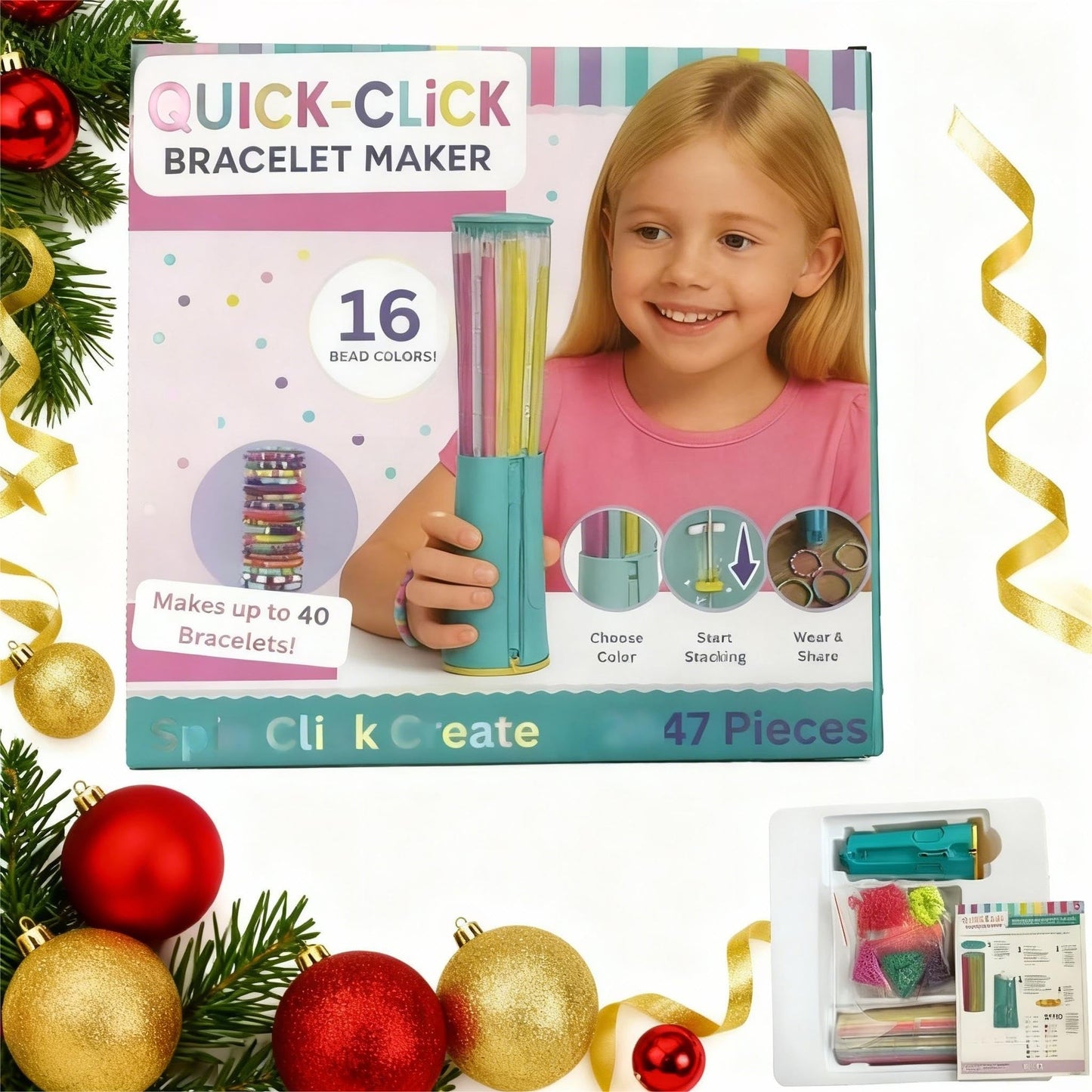 Quick Click Bracelet Maker Kit, Cool Bracelet Making Machine, DIY Jewelry Craft Kit Rotate Click Wear, Fun DIY Jewelry Set for Girls & Tweens, Develop Hands-On and Creativity Skills