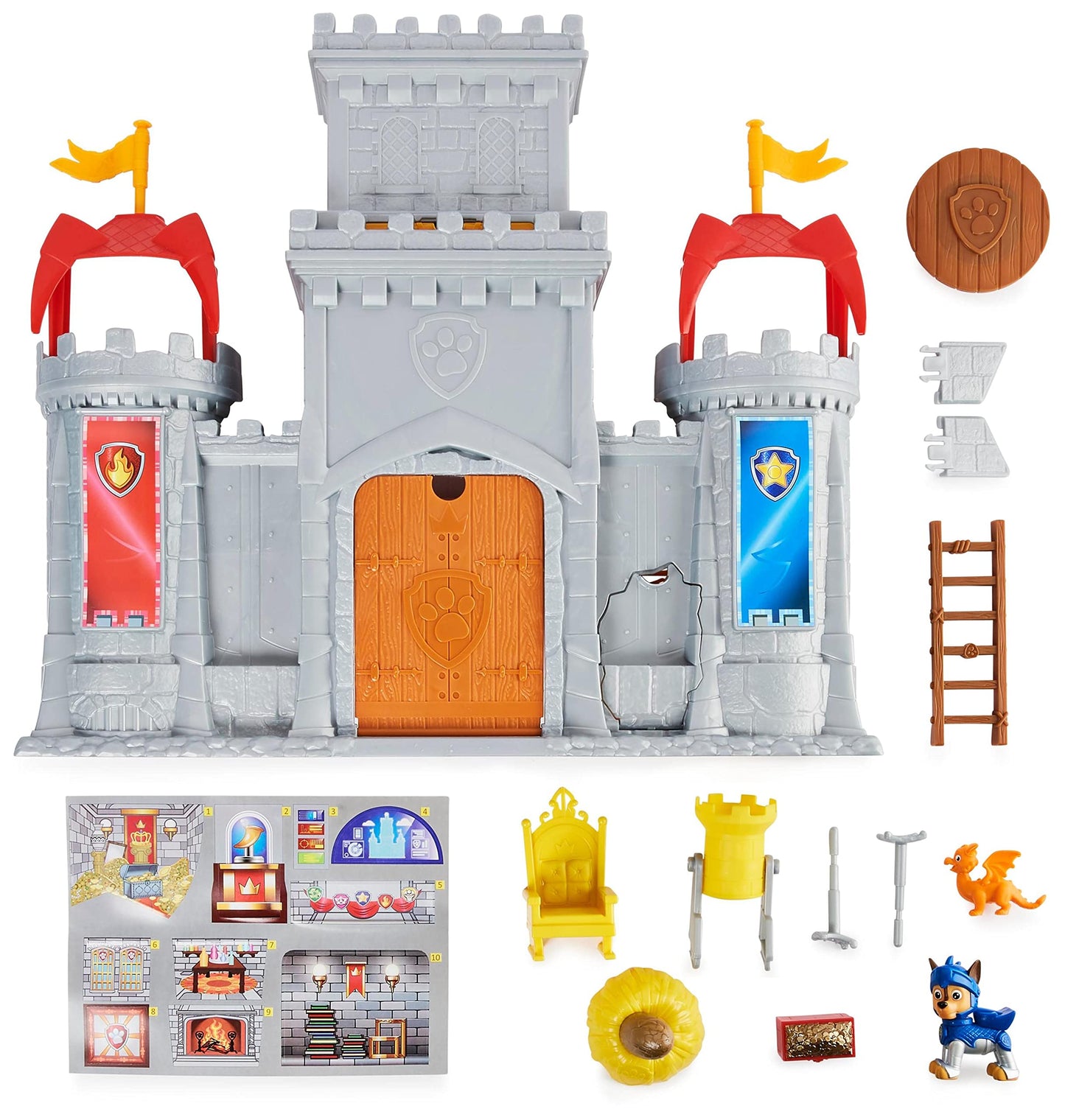 Paw Patrol, Rescue Knights Castle HQ Transforming 11-Piece Playset with Chase and Mini Dragon Draco Action Figures, Kids’ Toys for Ages 3 and up