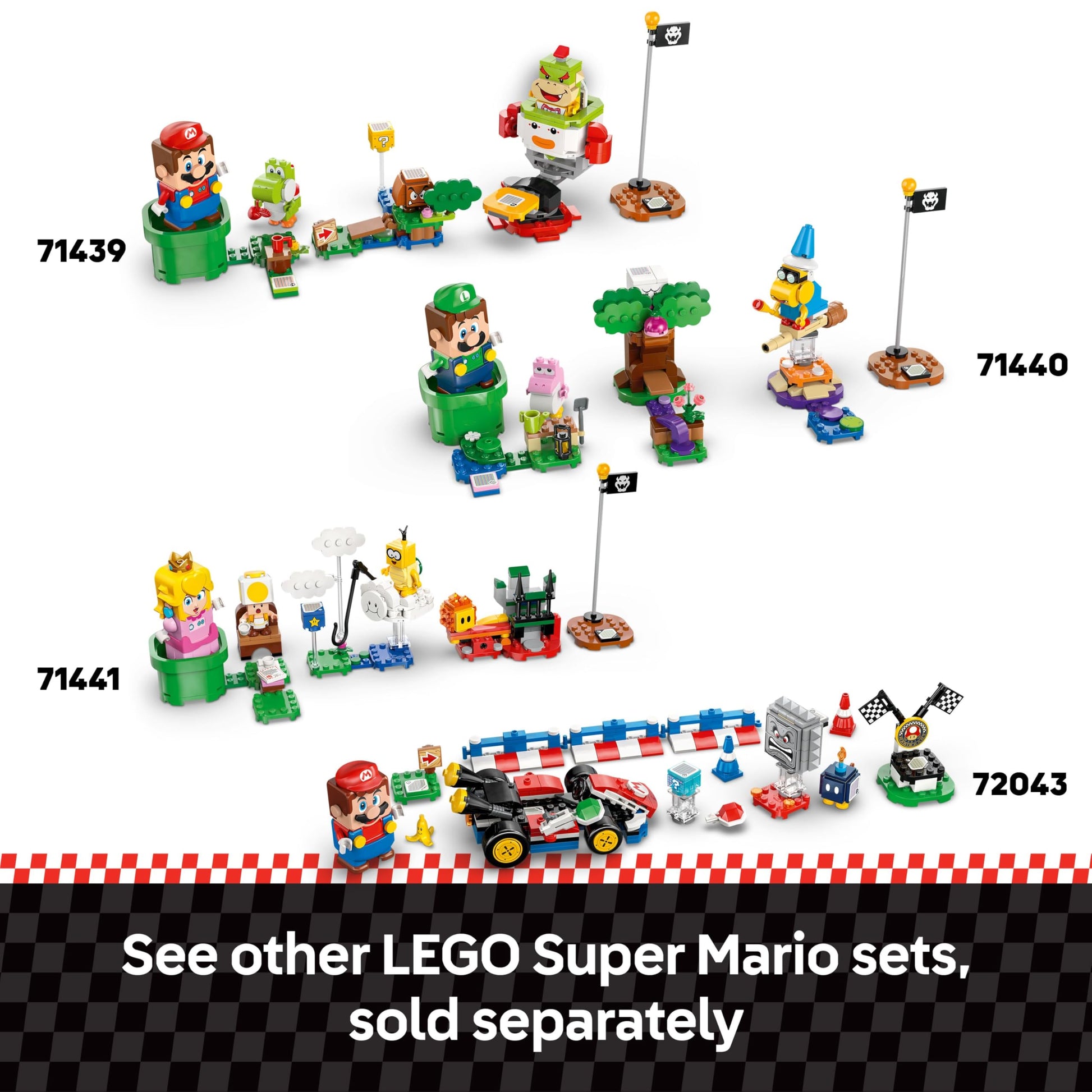 LEGO Super Mario Wario & King Boo set with 2 cars and figures, interactive gaming toy for kids 8+ for play and display