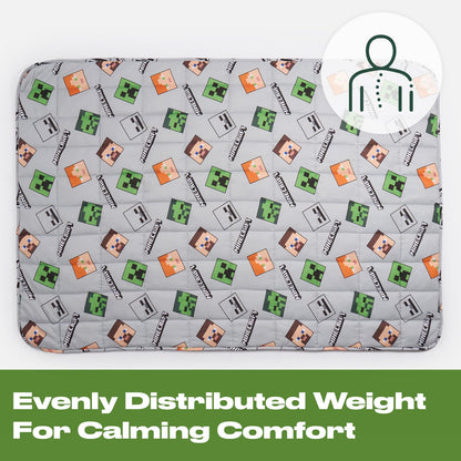 OHS Minecraft Blanket Weighted for Adults 3kg, Microfibre Reversible Calming Blanket Sleep Therapy Anxiety Relief Minecraft Gifts Heavy Blankets, Grey - 150 x 100cm