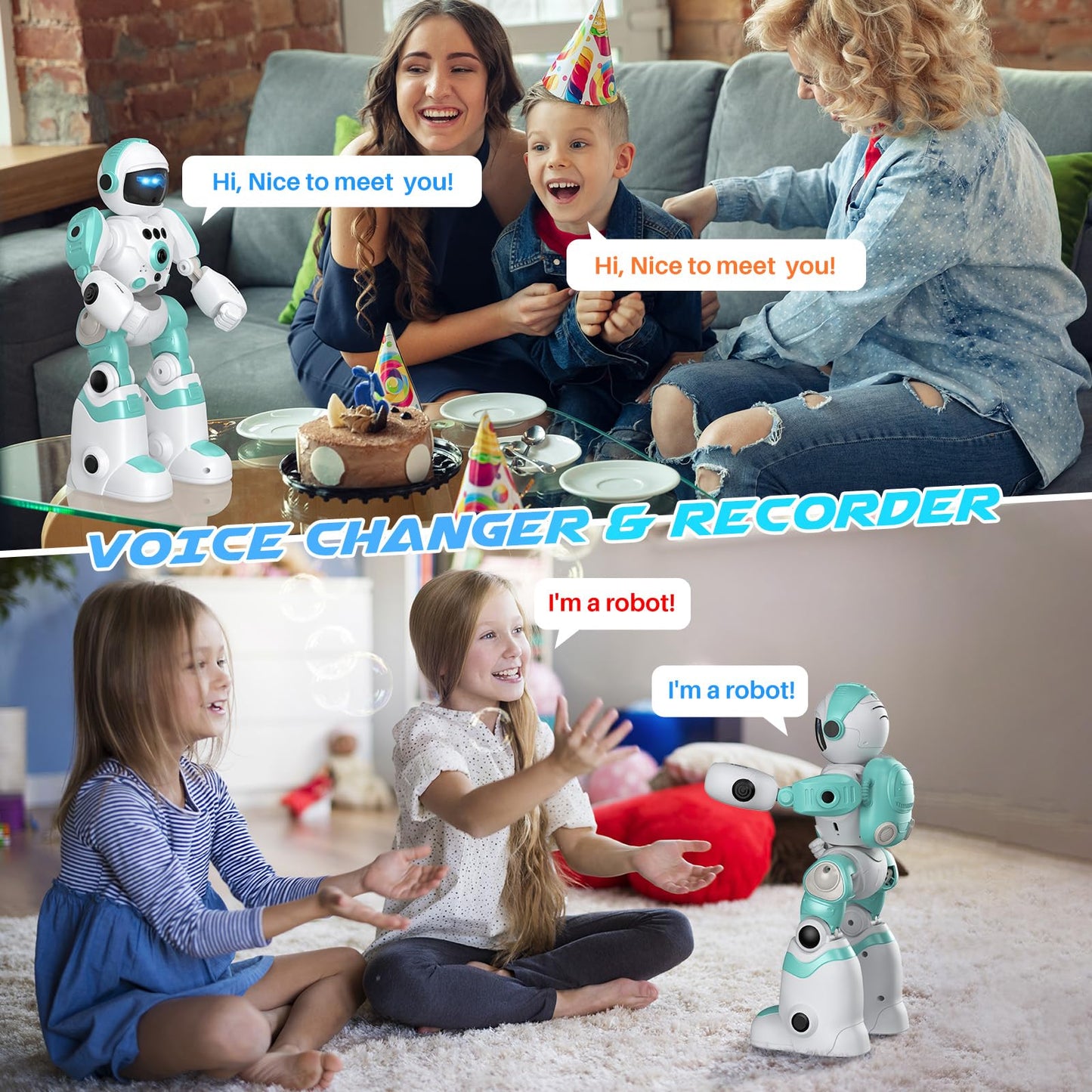 SIMREX Kids Robot Toys, Remote Control Robot, Programmable with Recorded Voice Music Dance Gesture Control, Gift for Toddler Boys and Girls