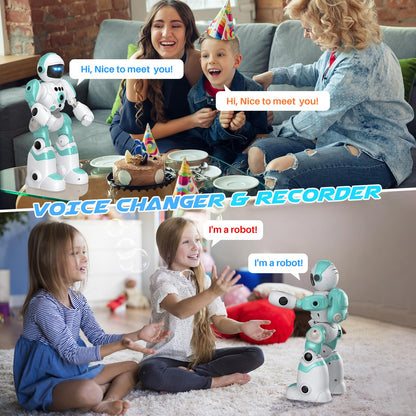 SIMREX Kids Robot Toys, Remote Control Robot, Programmable with Recorded Voice Music Dance Gesture Control, Gift for Toddler Boys and Girls
