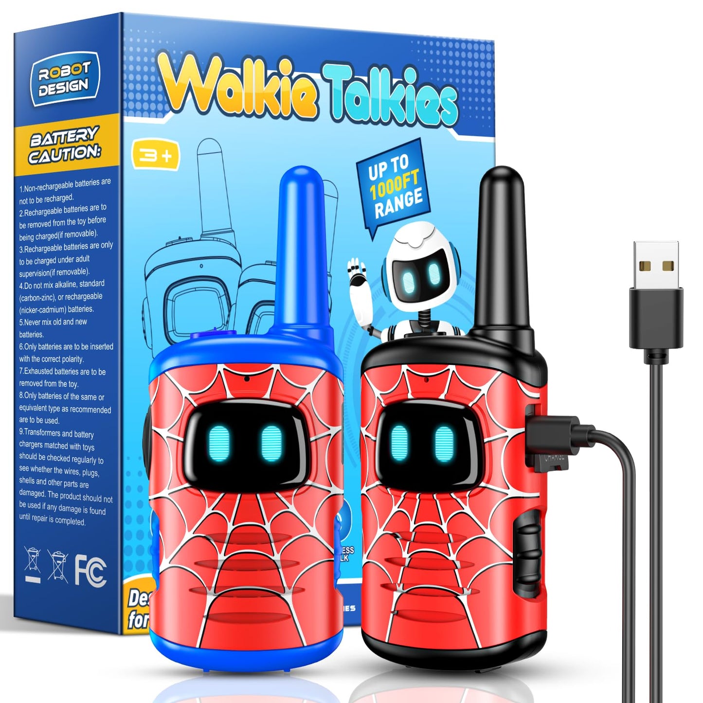Spider Walkie Talkie Kids, Toyokid Outdoor Toys for 4 5 6 Year Old Boy Girl Gift for 3-12 Year Olds Boys Toy Age 3 4 5 6 7 Rechargeable Walkie Talkies for Kids Toys Garden Birthday Presents