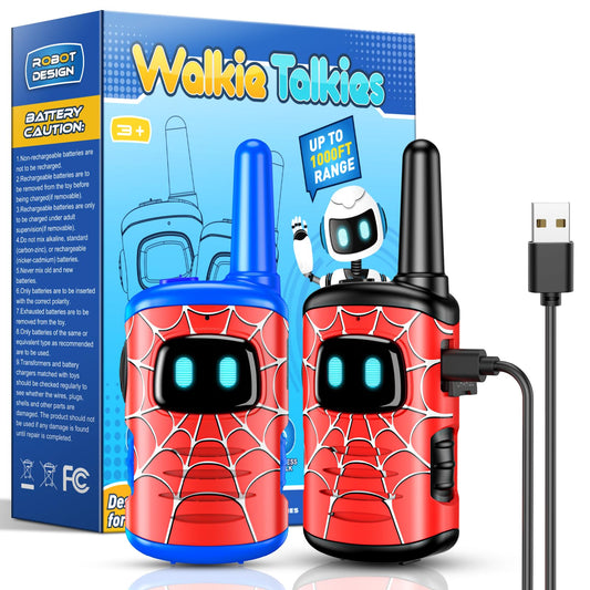 Spider Walkie Talkie Kids, Toyokid Outdoor Toys for 4 5 6 Year Old Boy Girl Gift for 3-12 Year Olds Boys Toy Age 3 4 5 6 7 Rechargeable Walkie Talkies for Kids Toys Garden Birthday Presents