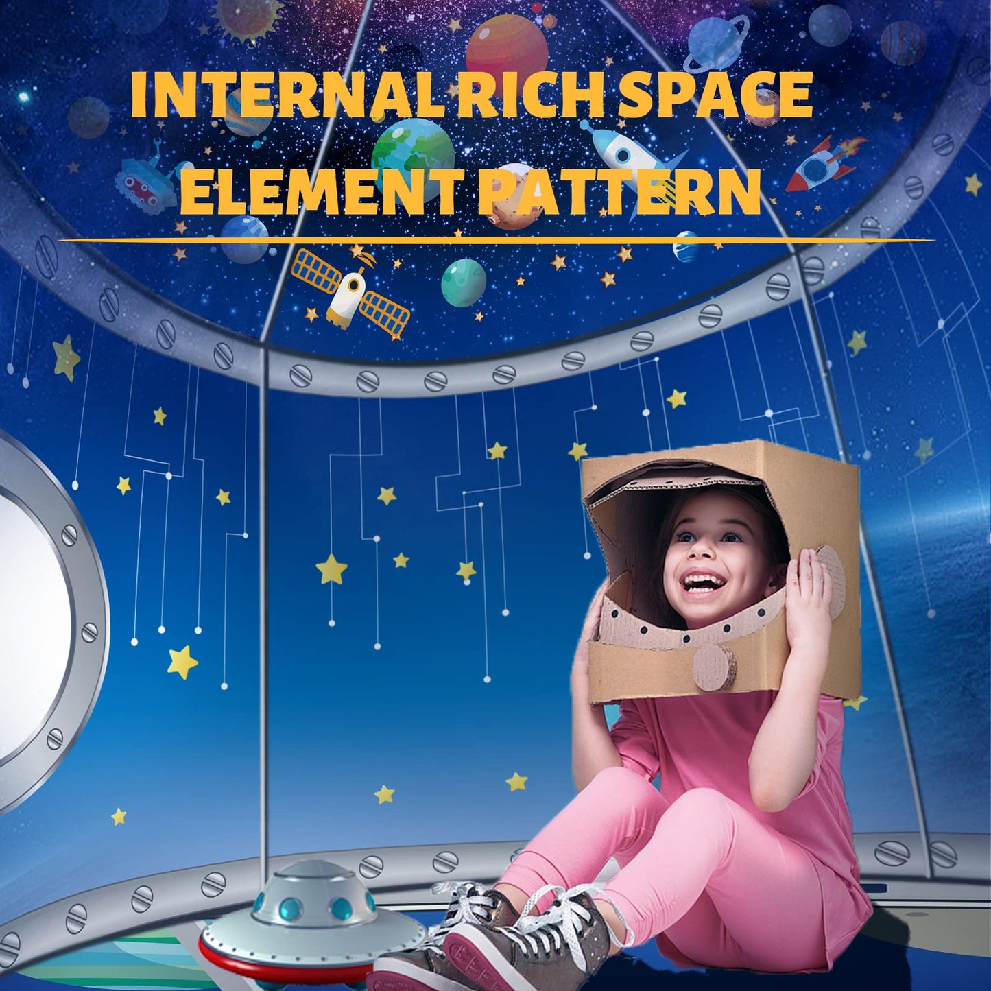 Nicecastle Play Tent for Kids Boys Girls,Rocket Ship Astronaut Spaceship Space Playhouse Indoor Outdoor kids Tent Pop Up Foldable Tents Game Party Birthday Toy for Children Toddler Baby Gift