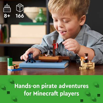 LEGO Minecraft The Pirate Ship Voyage - Boat Toy with 2 Pirates & 2 Animal Figures, plus Accessories incl. a Sword & Map - Gamer Gift for 8+ Year Old Boys and Girls 21259