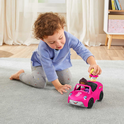 Barbie Convertible by Fisher-Price Little People, push-along vehicle with sounds and 2 figures for toddler and preschool pretend play, HJN53