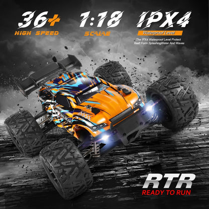 HAIBOXING RC Cars,1:18 36 KM/H High Speed Remote Control Cars for Adults Kids,2.4GHz 4WD Waterproof Off-Road Monster Truck with Two Batteries, ALL Terrain Buggy Vehicle Car Toy Gifts for Boys