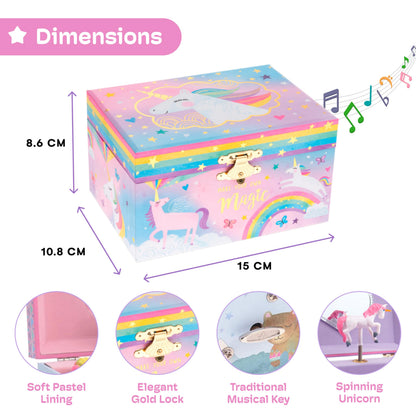 Jewelkeeper Girls Unicorn Jewellery Box with Spinning Unicorn, Cotton Candy Magical Horse Design, Beautiful Dreamer Tune, Kids Musical Jewellery Box fir Girls Birthday Presents