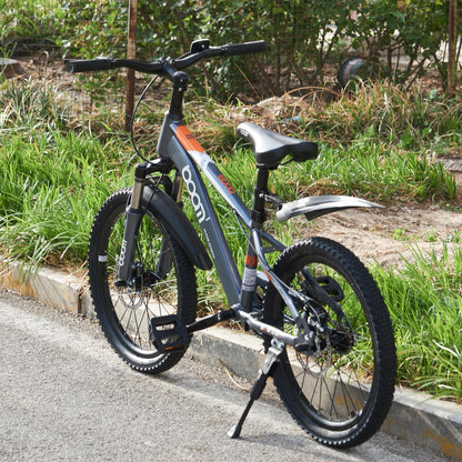LSBIKE 18 20 22Inch Mountain Kid Bike, Children Bicycle for 5-13 Years Boys & Girls, Kid bikes with Front and Rear Disc Brakes, Mudguards and Front Shock Absorber, Reflector (Grey, 18inch)