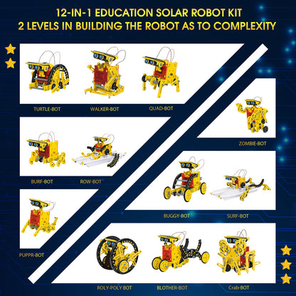 OMWay STEM 12-in-1 Solar Robot Toys, Science Kits for Kids Age 8, Building Experiment Engineering Robotics for 9 10 11 12 13 14 Year Old Boys Girls Teens