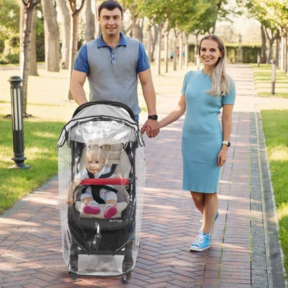 Hrzeem universal pushchair rain cover, windproof and waterproof, protects against sun, dust, and snow for strollers.