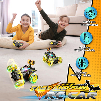 Braxel 360° Flips Remote Control Cars, BatToy Man Kids Toys for 3-9 Year Old Boys Toys Age 3-9 Year Old Boy for 3-11 Year Old Boys LED RC Car Present Early