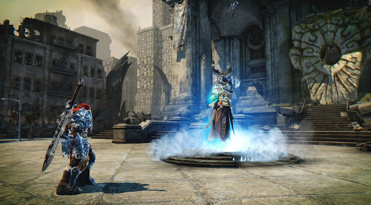 Darksiders Warmastered for PlayStation 5 showing game cover art with dark fantasy artwork and THQ Nordic branding