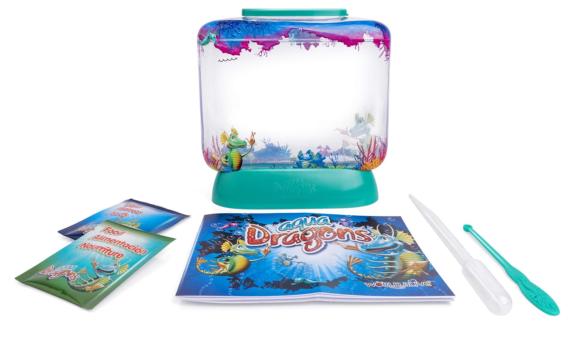 Aqua Dragons Underwater World tank with aquatic creatures and vibrant plants, showcasing the Aqua Dragons product in a colorful aquatic environment.